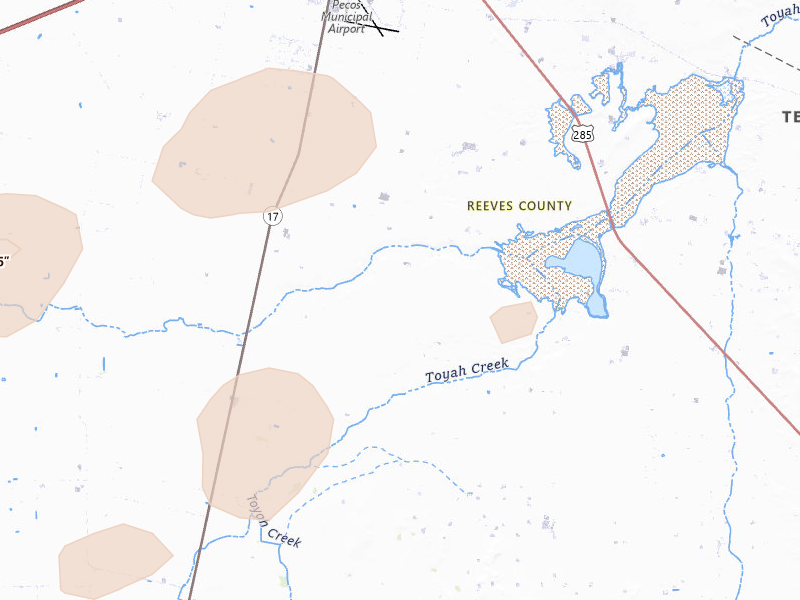 Radar-estimated hail-size map of the storm over Pecos, TX on May 26, 2026