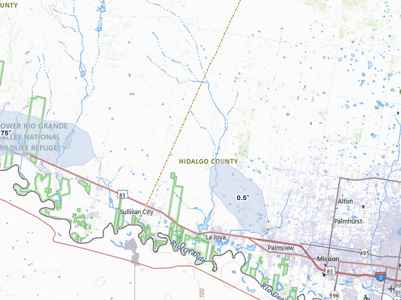 NEXRAD radar-signature map of the hail storm over Penitas, TX on May 9, 2026