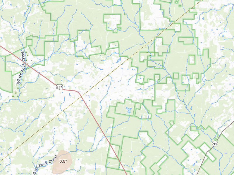 Radar-estimated hail-size map of the storm over Pennington, TX on Mar 7, 2026
