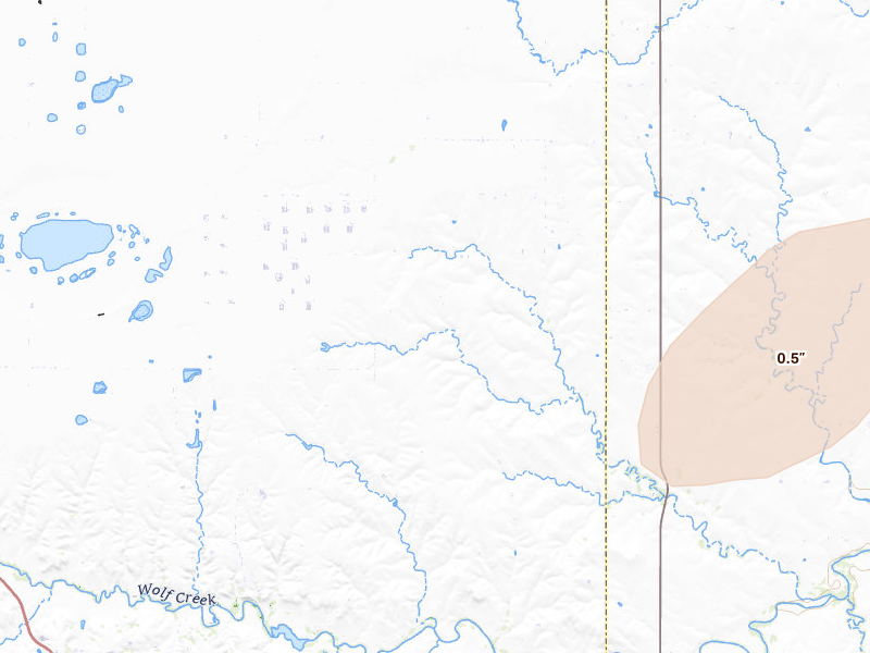 Radar-estimated hail-size map of the storm over Perryton, TX on Mar 3, 2026