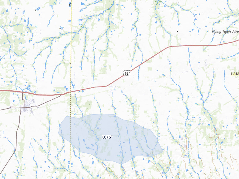 NEXRAD radar-signature map of the hail storm over Petty, TX on May 8, 2026