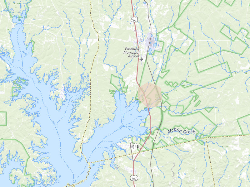 Radar-estimated hail-size map of the storm over Pineland, TX on Jul 7, 2026