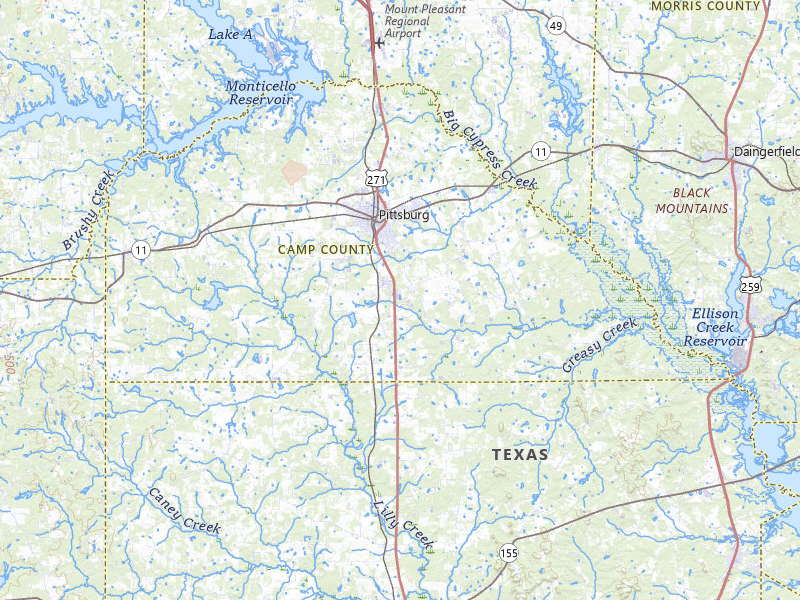 Radar-estimated hail-size map of the storm over Pittsburg, TX
