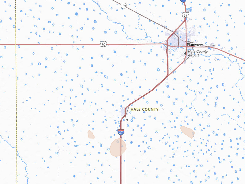 Radar-estimated hail-size map of the storm over Plainview, TX on Jul 31, 2026