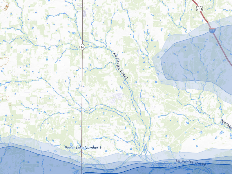NEXRAD radar-signature map of the hail over Pleasanton, TX
