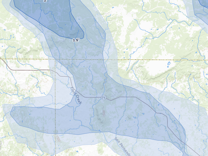 NEXRAD radar-signature map of the hail storm over Pontotoc, TX on May 10, 2026