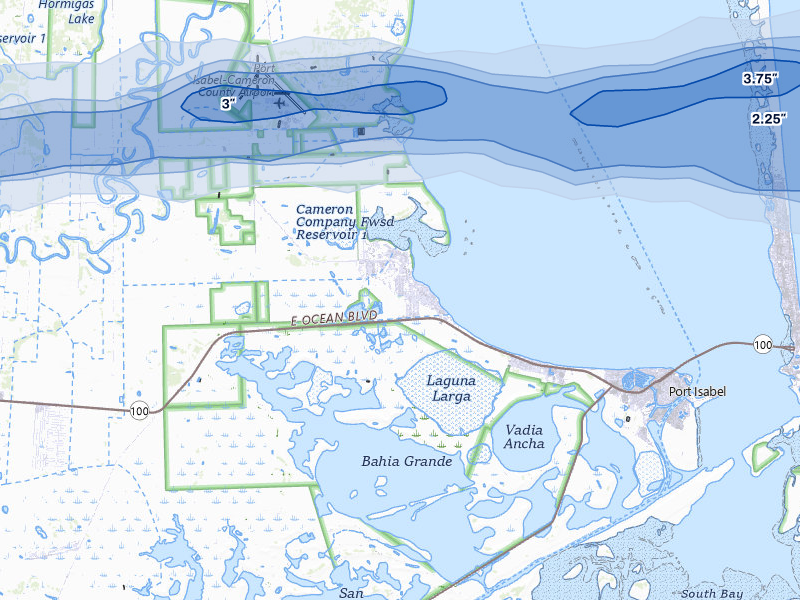 NEXRAD radar-signature map of the hail over Port Isabel, TX