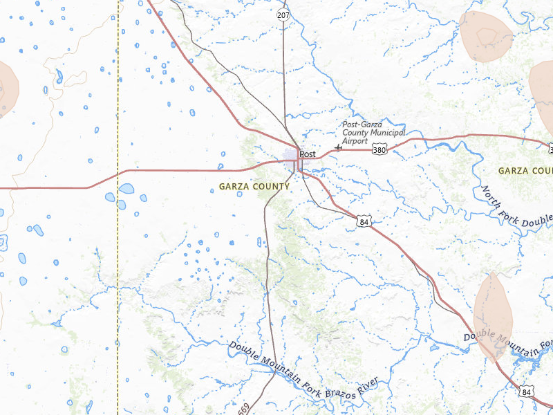 Radar-estimated hail-size map of the storm over Post, TX on May 23, 2026