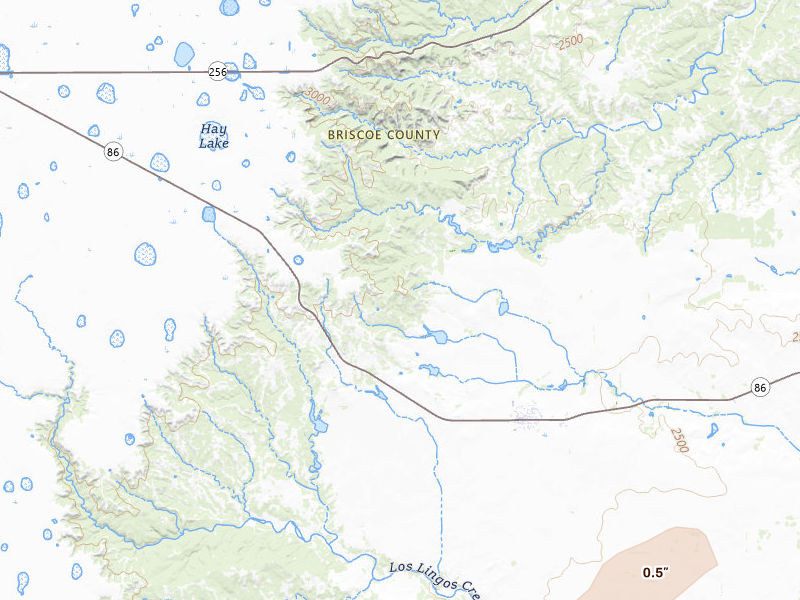 Radar-estimated hail-size map of the storm over Quitaque, TX on Mar 30, 2026