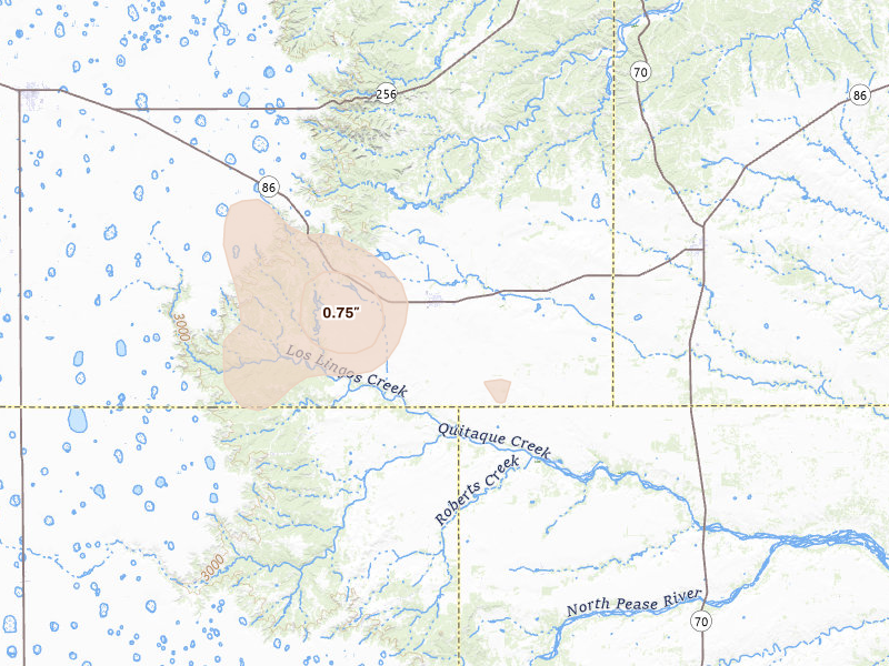 Radar-estimated hail-size map of the storm over Quitaque, TX