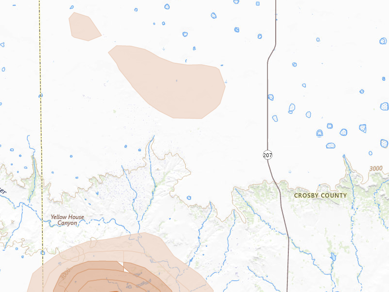 Radar-estimated hail-size map of the storm over Ralls, TX on Jun 11, 2026