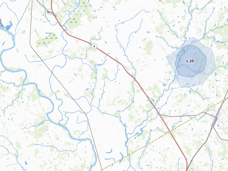 NEXRAD radar-signature map of the hail storm over Reagan, TX on Apr 29, 2026
