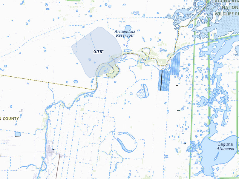 NEXRAD radar-signature map of the hail storm over Rio Hondo, TX on Jul 6, 2026