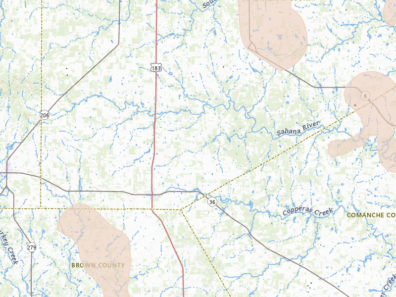 Radar-estimated hail-size map of the storm over Rising Star, TX on Jun 18, 2026