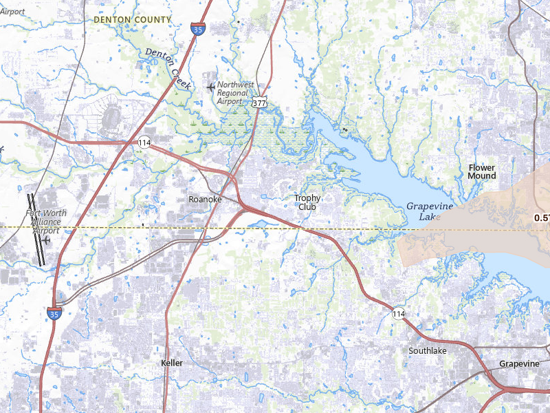 Radar-estimated hail-size map of the storm over Roanoke, TX on Mar 4, 2026