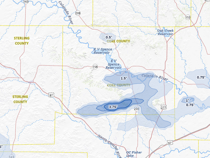 NEXRAD radar-signature map of the hail storm over Robert Lee, TX on Apr 1, 2026