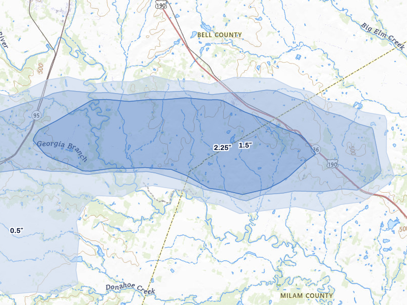 NEXRAD radar-signature map of the hail storm over Rogers, TX on May 10, 2026