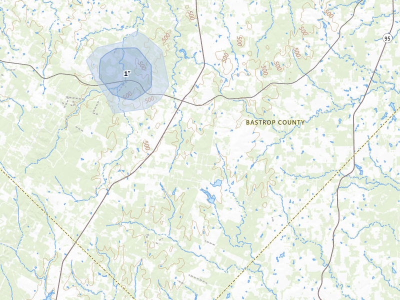 NEXRAD radar-signature map of the hail storm over Rosanky, TX on Apr 2, 2026