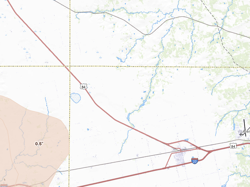 Radar-estimated hail-size map of the storm over Roscoe, TX on May 10, 2026