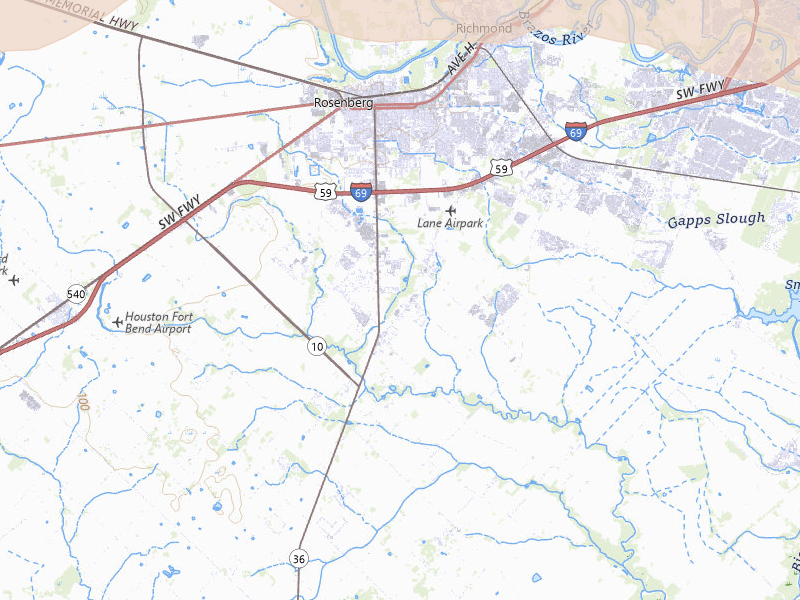 Radar-estimated hail-size map of the storm over Rosenberg, TX on Apr 30, 2026