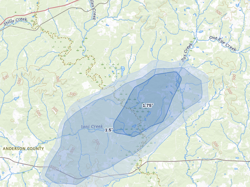 NEXRAD radar-signature map of the hail storm over Rusk, TX on Jul 6, 2026
