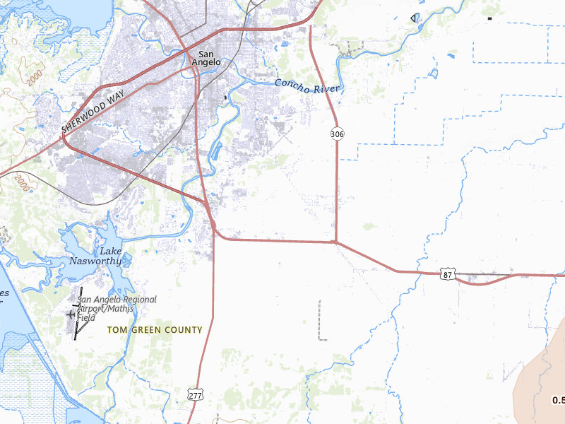 Radar-estimated hail-size map of the storm over San Angelo, TX on Jun 19, 2026