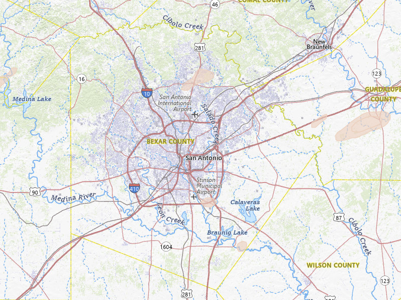Radar-estimated hail-size map of the storm over San Antonio, TX on Mar 7, 2026