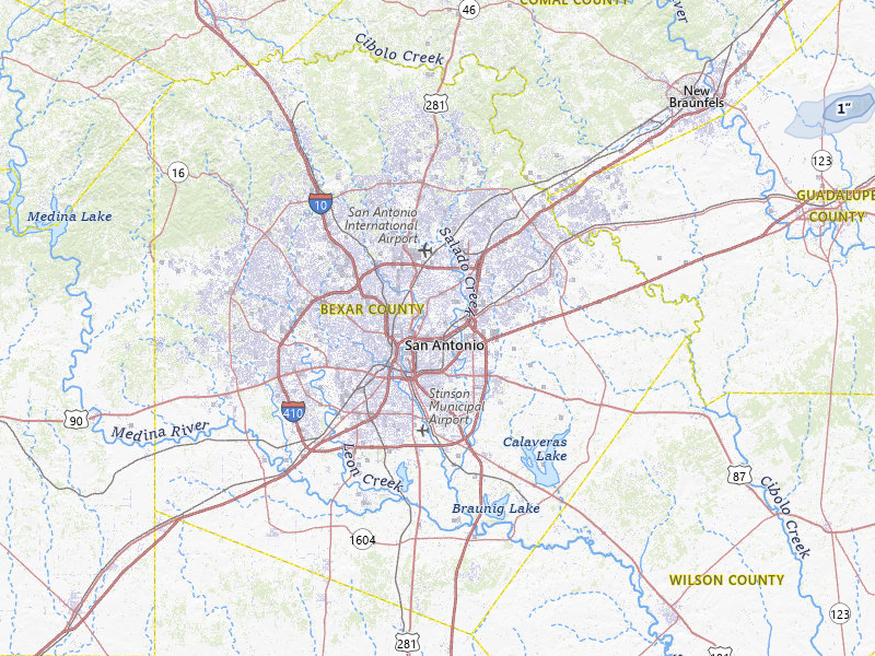 NEXRAD radar-signature map of the hail over San Antonio, TX