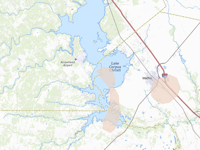 Radar-estimated hail-size map of the storm over Sandia, TX on May 18, 2026