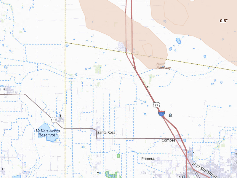Radar-estimated hail-size map of the storm over Santa Rosa, TX on Jul 20, 2026