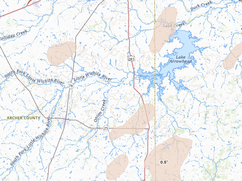 Radar-estimated hail-size map of the storm over Scotland, TX on Mar 6, 2026