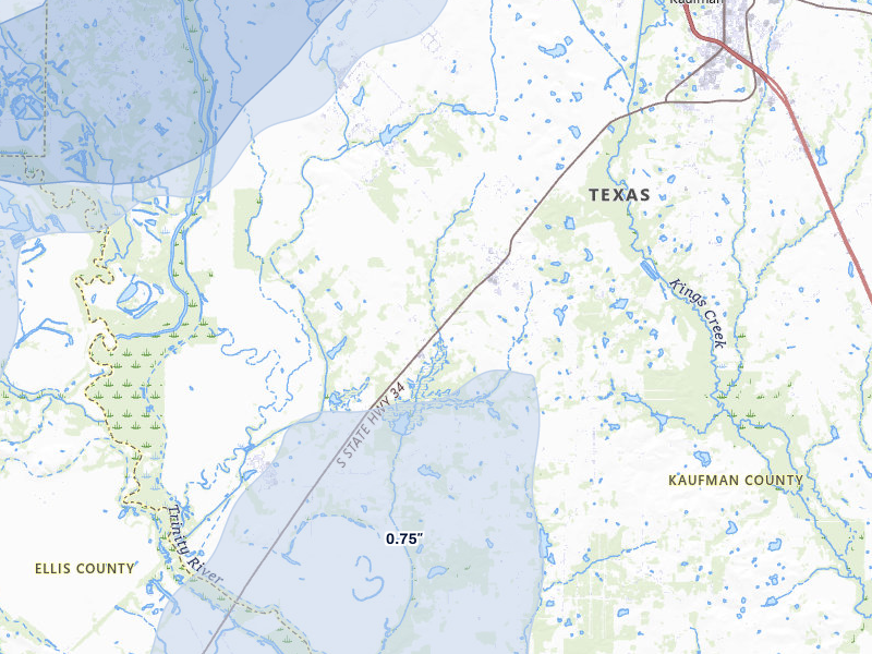 NEXRAD radar-signature map of the hail storm over Scurry, TX on Jun 6, 2026