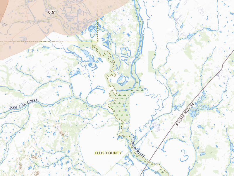 Radar-estimated hail-size map of the storm over Seagoville, TX on Mar 4, 2026