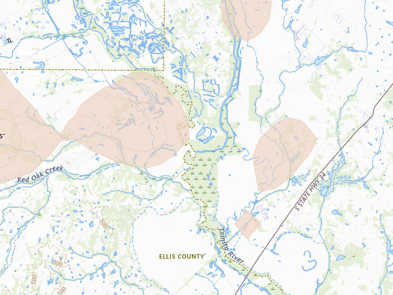 Radar-estimated hail-size map of the storm over Seagoville, TX on May 24, 2026