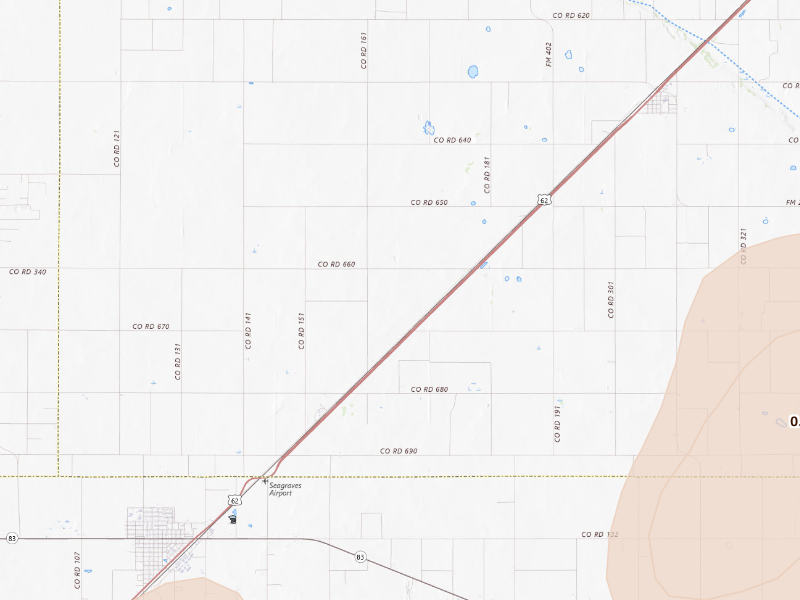 Radar-estimated hail-size map of the storm over Seagraves, TX on Sep 19, 2026