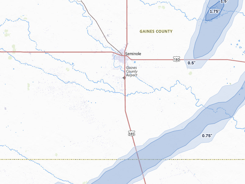 NEXRAD radar-signature map of the hail storm over Seminole, TX on Jun 28, 2026