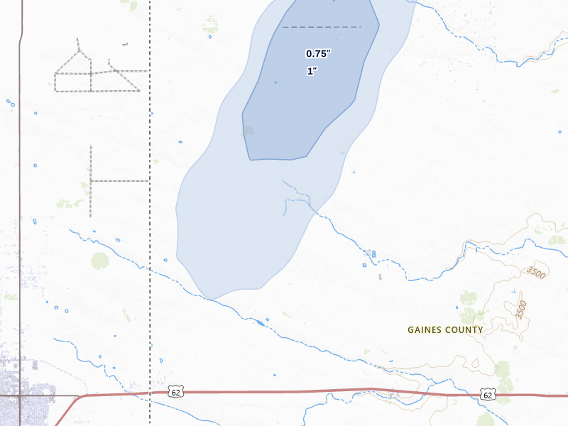NEXRAD radar-signature map of the hail storm over Seminole, TX on Jun 29, 2026