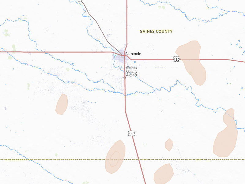Radar-estimated hail-size map of the storm over Seminole, TX on Aug 13, 2026