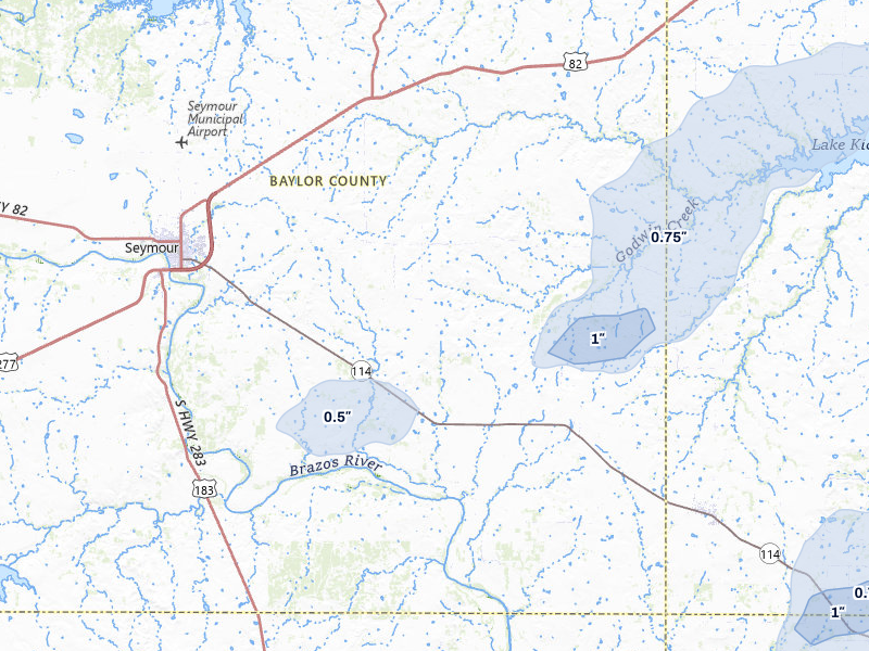 NEXRAD radar-signature map of the hail storm over Seymour, TX on Mar 6, 2026