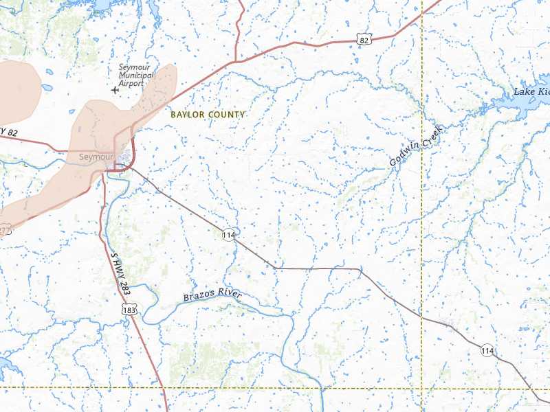Radar-estimated hail-size map of the storm over Seymour, TX on Apr 1, 2026