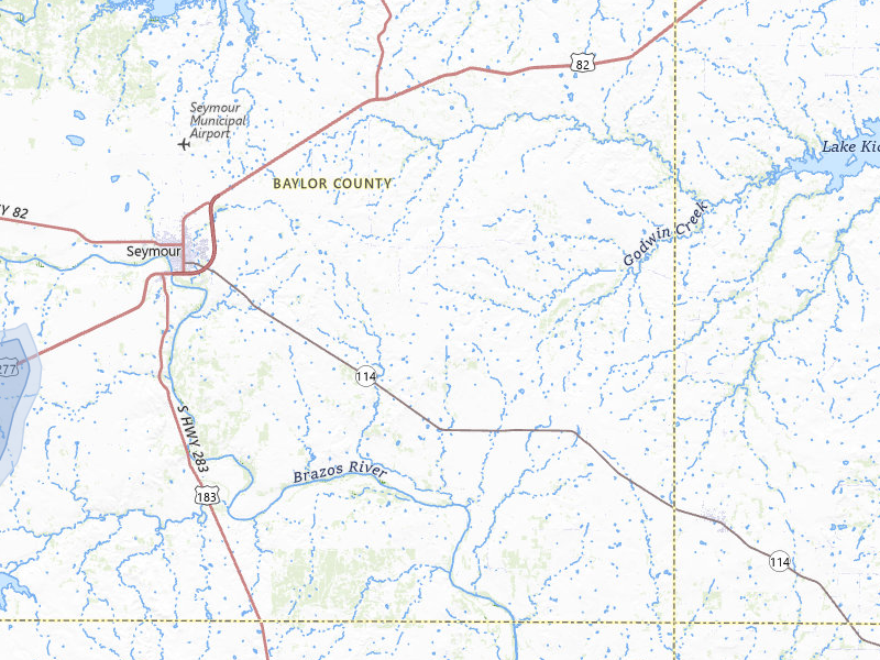 NEXRAD radar-signature map of the hail over Seymour, TX