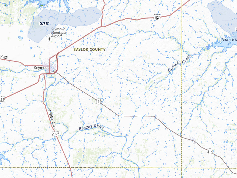 NEXRAD radar-signature map of the hail storm over Seymour, TX on Jun 6, 2026