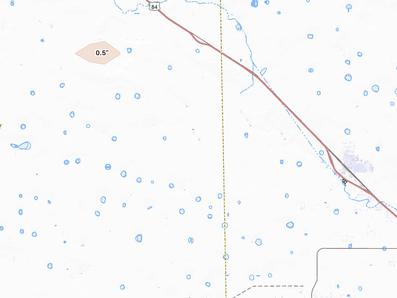 Radar-estimated hail-size map of the storm over Shallowater, TX on Apr 3, 2026