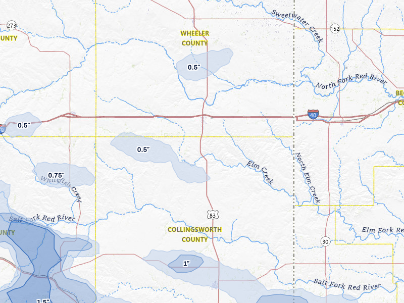 NEXRAD radar-signature map of the hail storm over Shamrock, TX on Mar 30, 2026