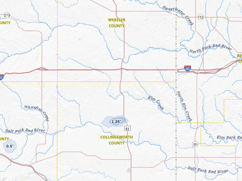 NEXRAD radar-signature map of the hail storm over Shamrock, TX on Jun 26, 2026
