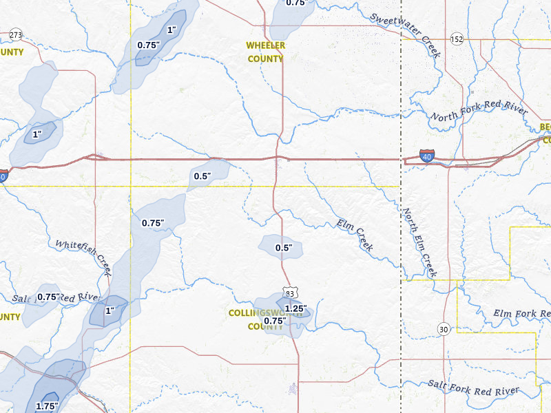 NEXRAD radar-signature map of the hail storm over Shamrock, TX on Jun 29, 2026