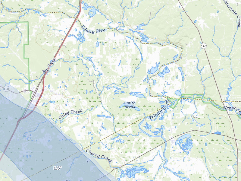 NEXRAD radar-signature map of the hail storm over Shepherd, TX on Jul 7, 2026