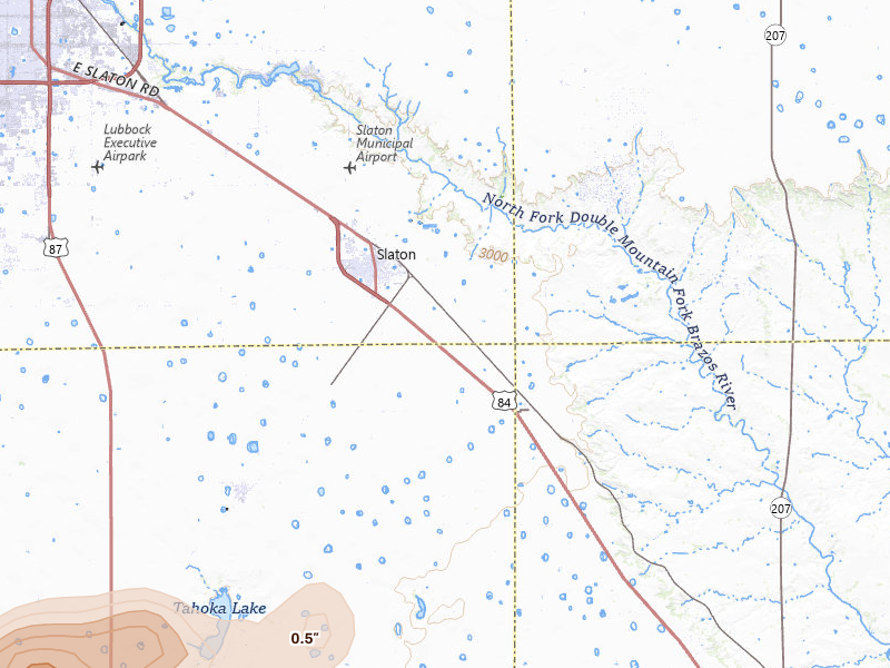 Radar-estimated hail-size map of the storm over Slaton, TX on May 23, 2026