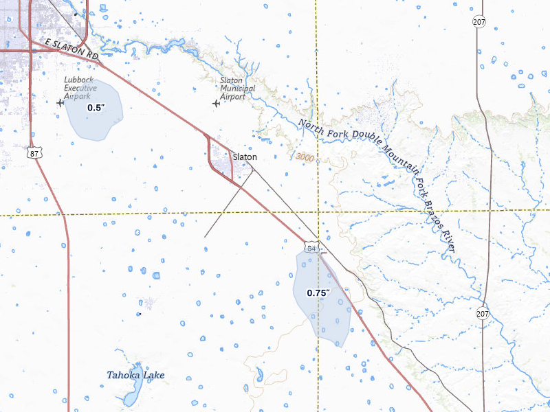 NEXRAD radar-signature map of the hail storm over Slaton, TX on Jul 5, 2026