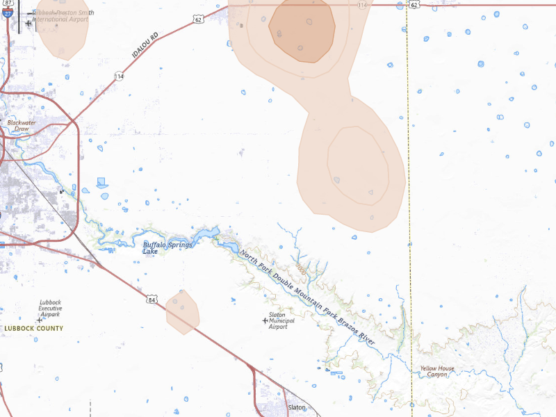 Radar-estimated hail-size map of the storm over Slaton, TX